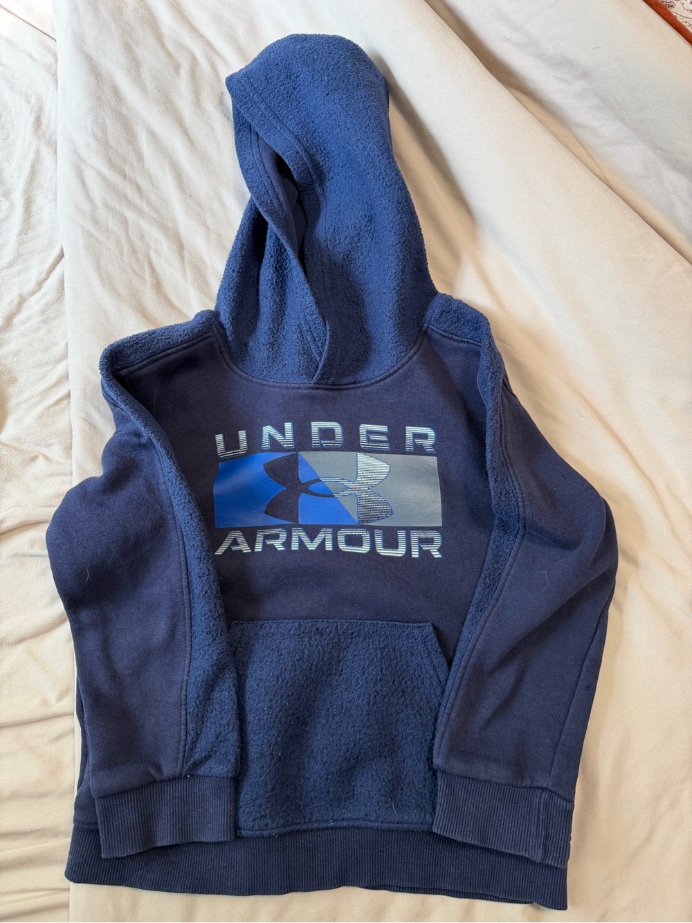 Under Armour Kids Navy Hoodie with Blue & Silver Logo